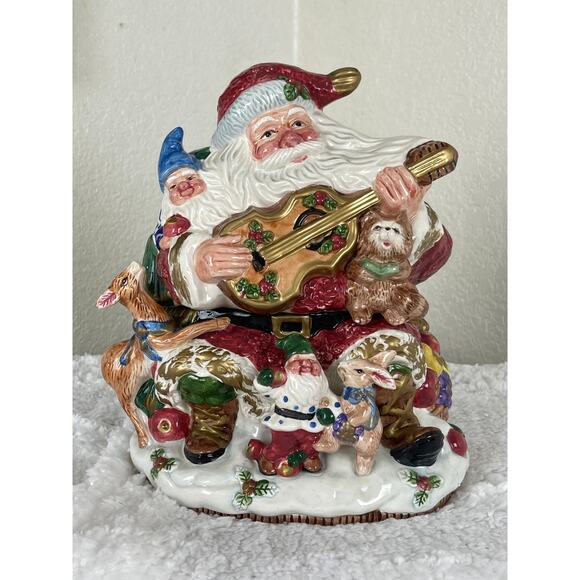 Fitz and Floyd Omnibus Forst Festival Guita Santa Cookie Jar - Picture 1 of 9